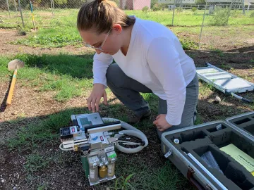 Student working with LICOR instrument